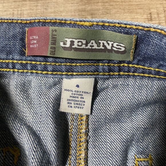 OLD NAVY Ultra Low Waist Stretch Denim Y2K Mini Skirt Blue Jean Women’s sz 4 - Picture 3 of 6